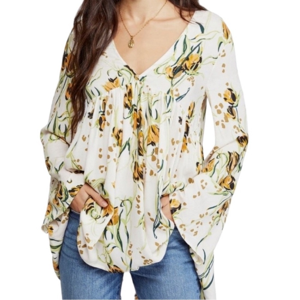 Free People | Bella Floral Long Sleeve Peplum Tunic